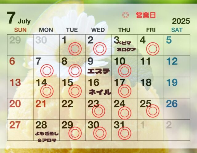 7月のスケジュール